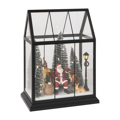 Papá Noel LED con Animales Vidrio Multicolor Mediano J-Line