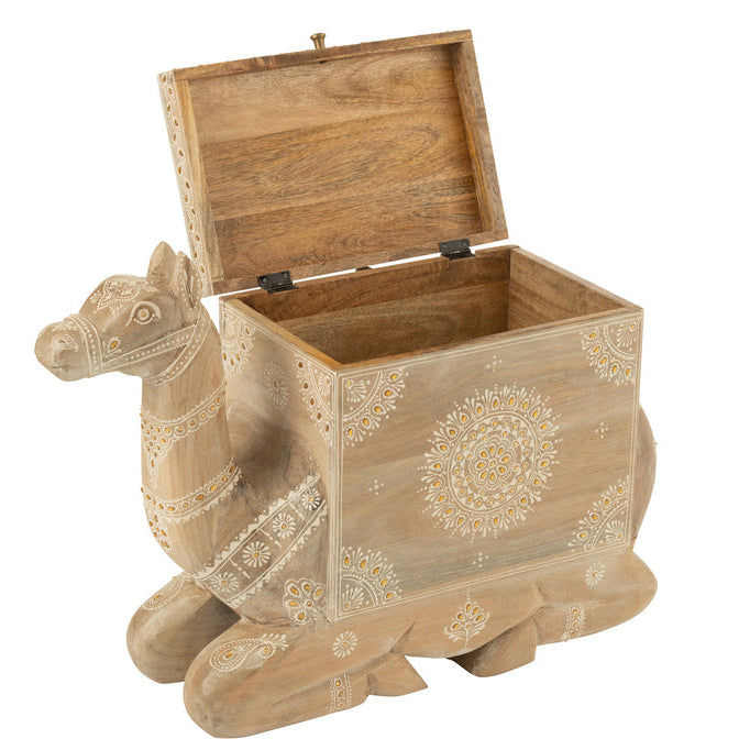 Koffer Kameel Mango Hout Naturel/Wit - Decoratie - J-Line - livinglovely.nl