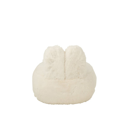 Taburete de piel sintética con orejas de conejo, madera blanca J-Line