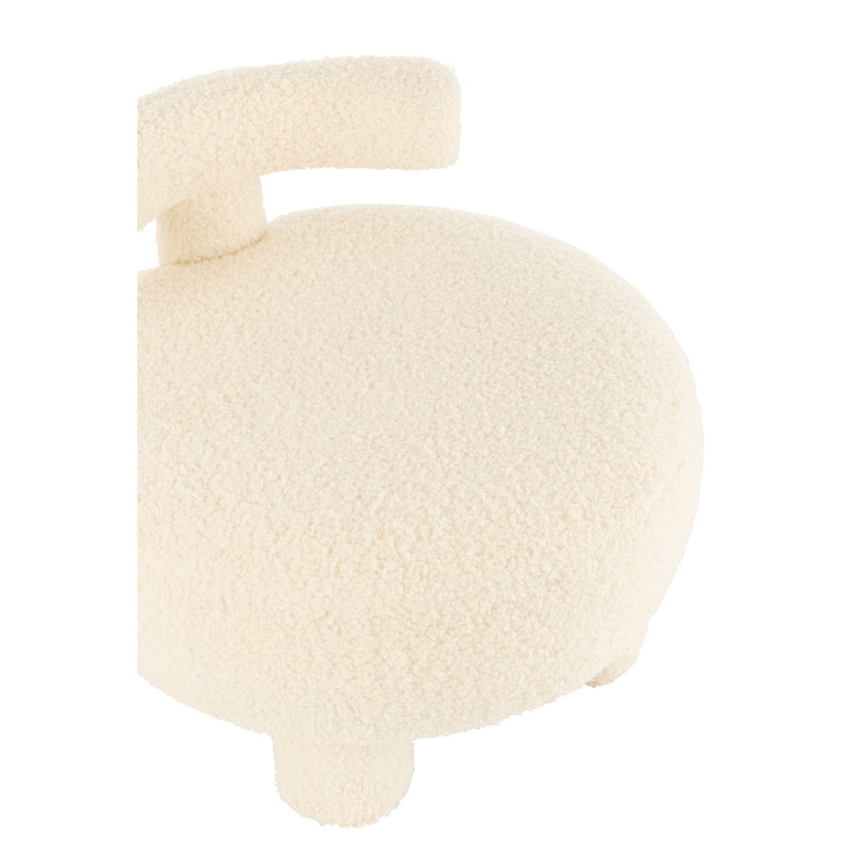 Taburete redondo con respaldo de bouclé blanco J-Line