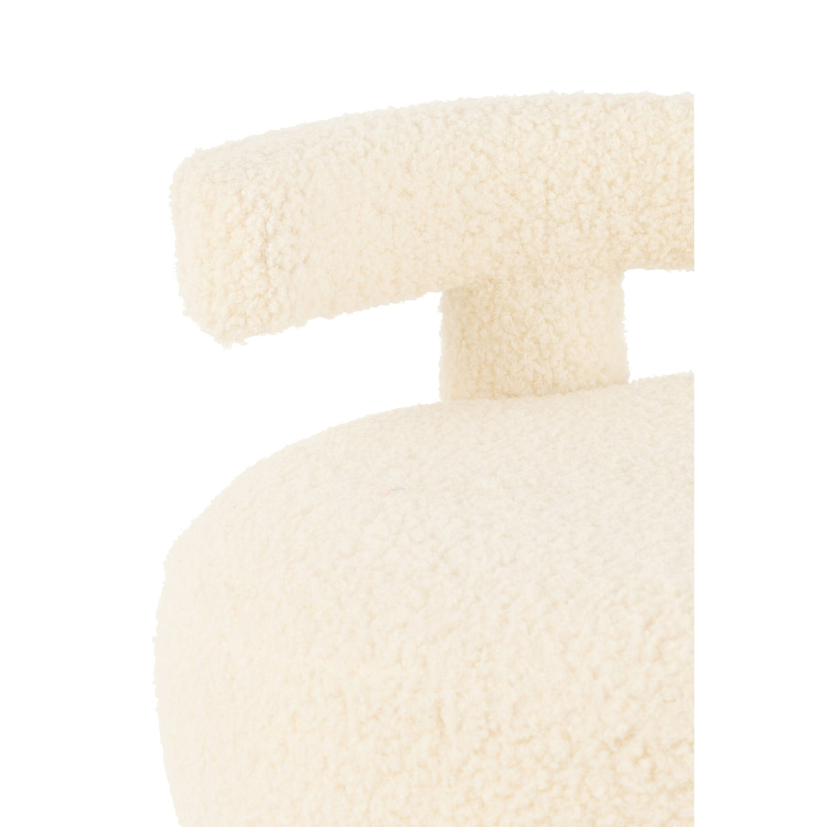 Taburete redondo con respaldo de bouclé blanco J-Line