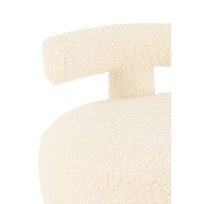 Taburete redondo con respaldo de bouclé blanco J-Line