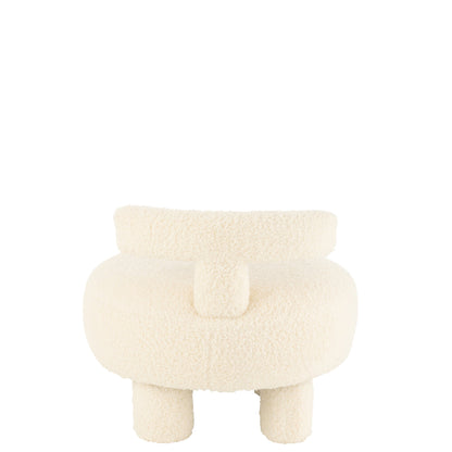 Taburete redondo con respaldo de bouclé blanco J-Line