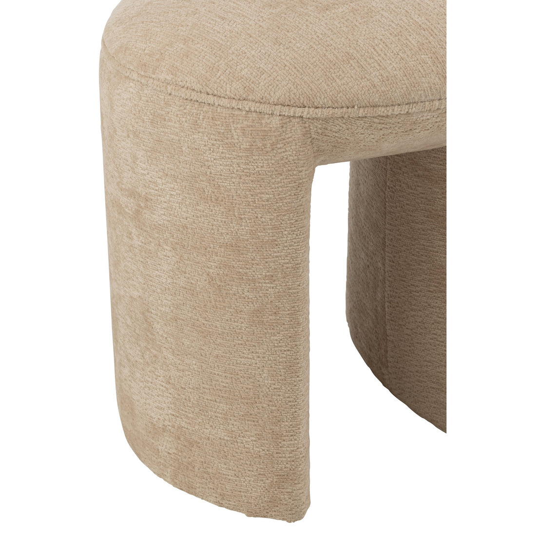 Taburete redondo de tela beige J-Line