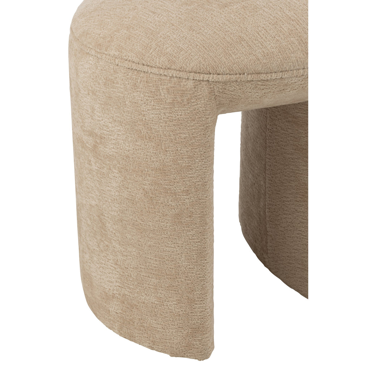 Taburete redondo de tela beige J-Line