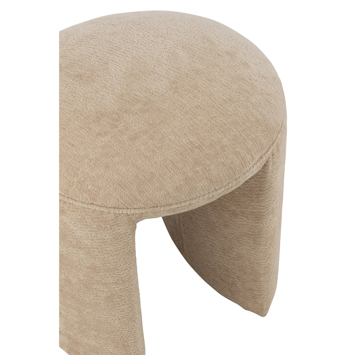 Taburete redondo de tela beige J-Line