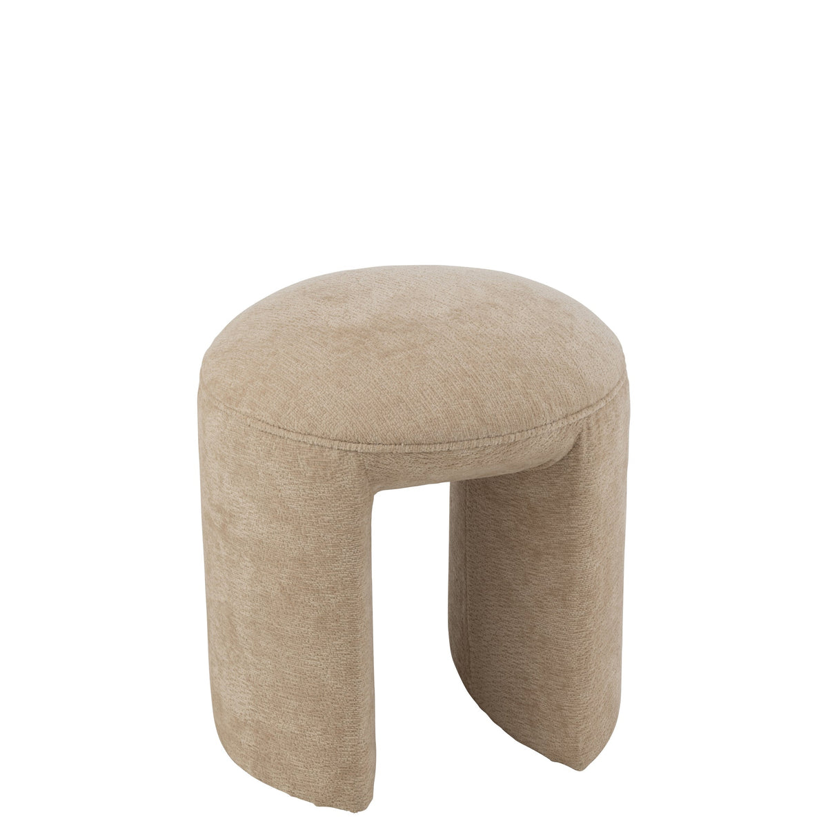 Taburete redondo de tela beige J-Line