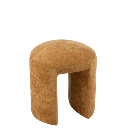 Taburete redondo de tela color ocre J-Line