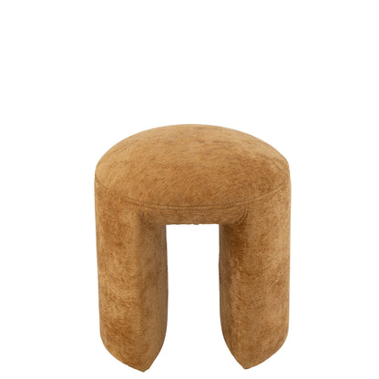 Taburete redondo de tela color ocre J-Line