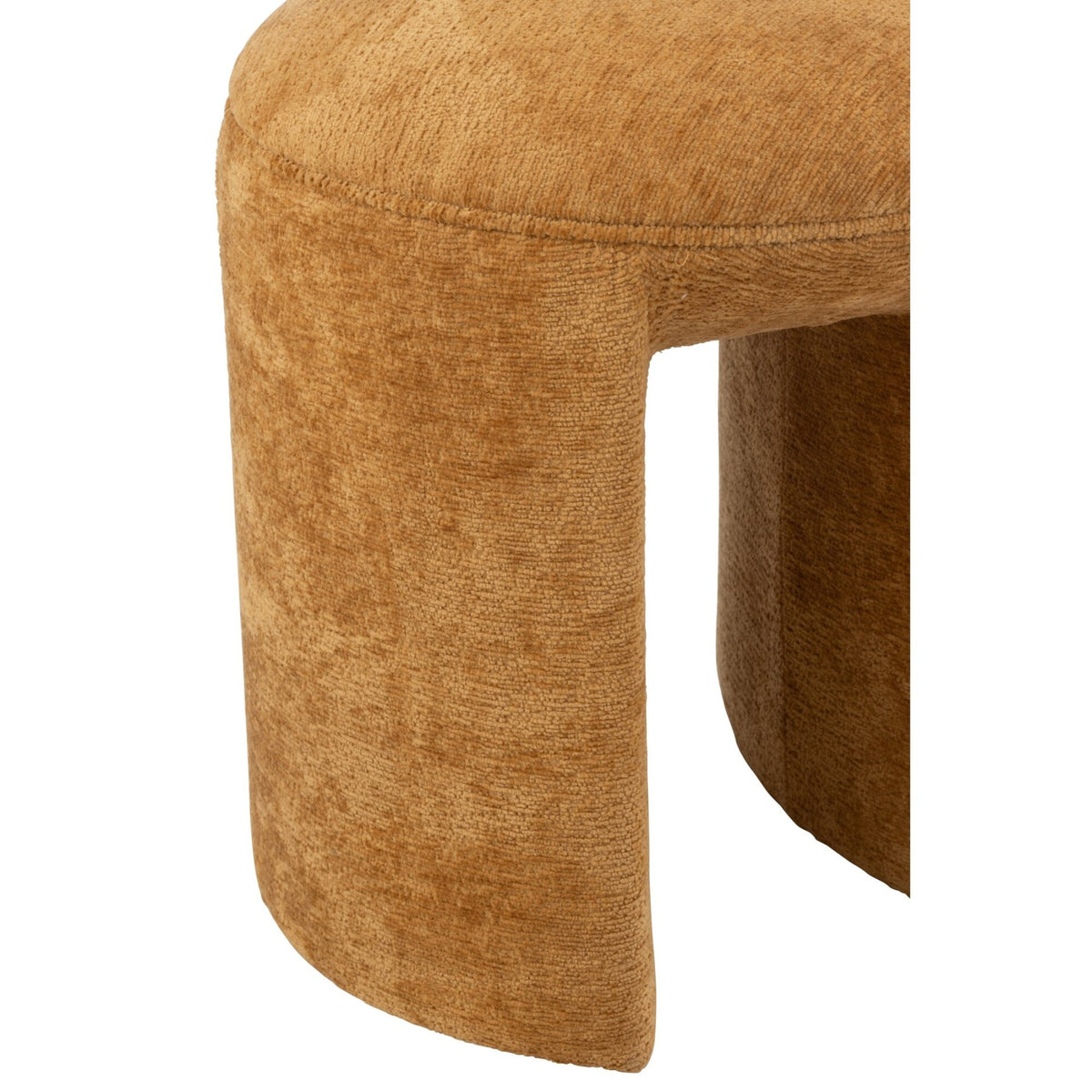 Taburete redondo de tela color ocre J-Line