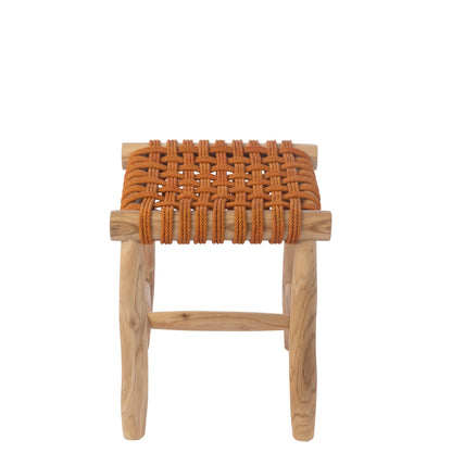 Taburete de madera de teca naranja J-Line
