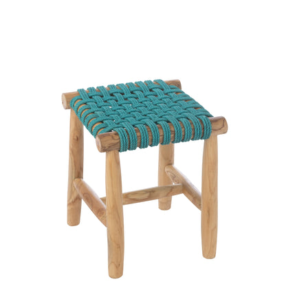Taburete de madera de teca turquesa J-Line