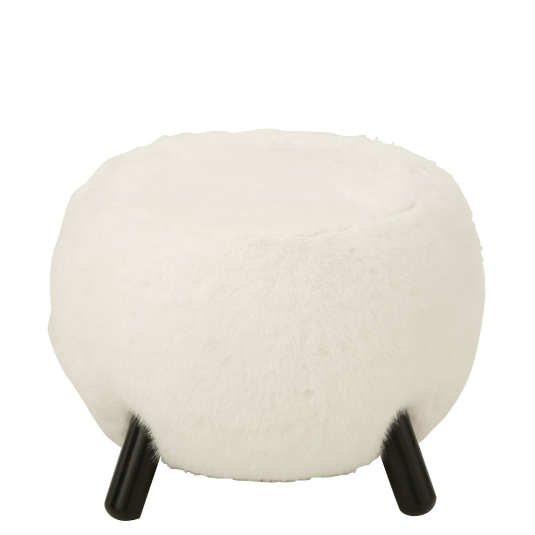 Taburete blanco con patas de madera y suave aspecto de piel sintética J-Line