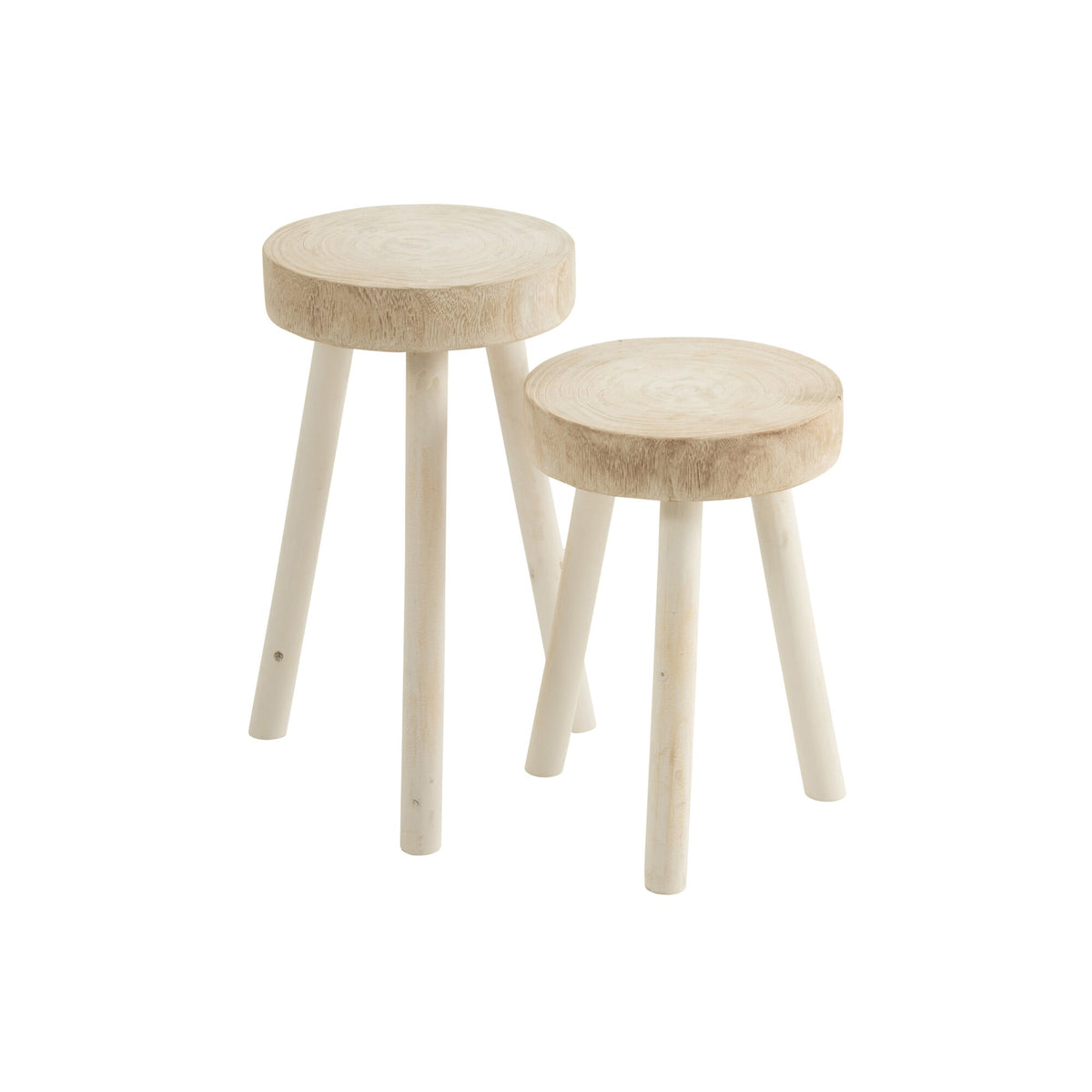 Taburetes de madera de paulownia blancos, juego de 2, J-Line