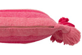 Kussen Strepen + Kwastjes Katoen Roze J-Line - Kussen - J-Line - livinglovely.nl