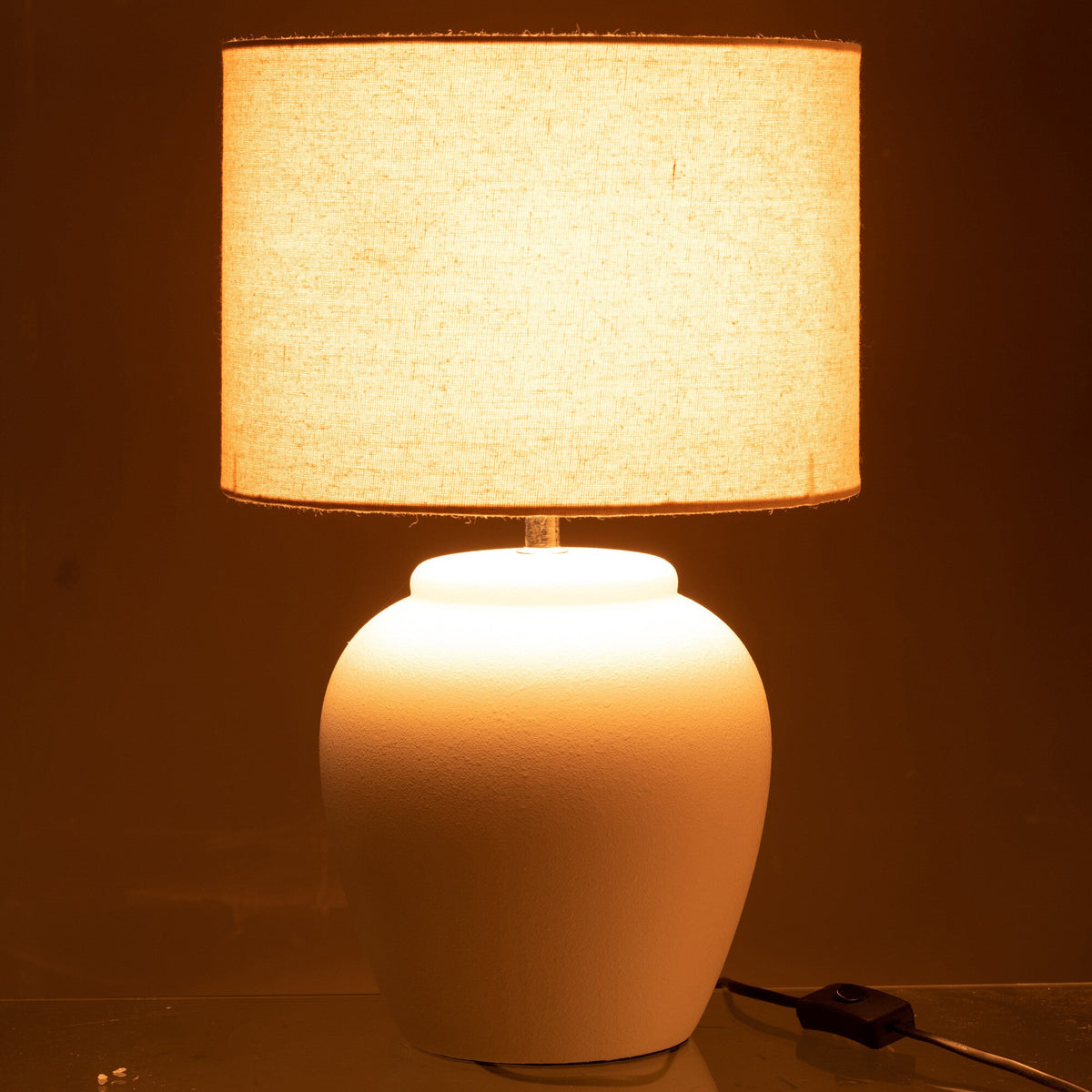 Lamp Meli + Kap Keramiek Linnen Wit Small J-Line