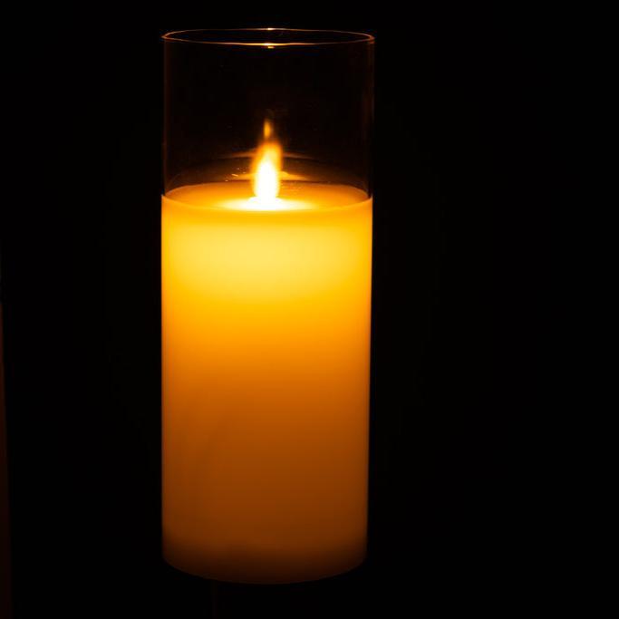 Ledlamp Blinkend Glas Transparant Large - LED Kaars - J-Line - livinglovely.nl