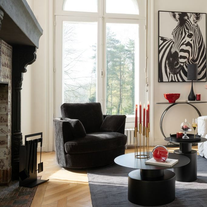 Loungestoel Swivel Populierenhout / Schuim Donker Bruin - J-Line
