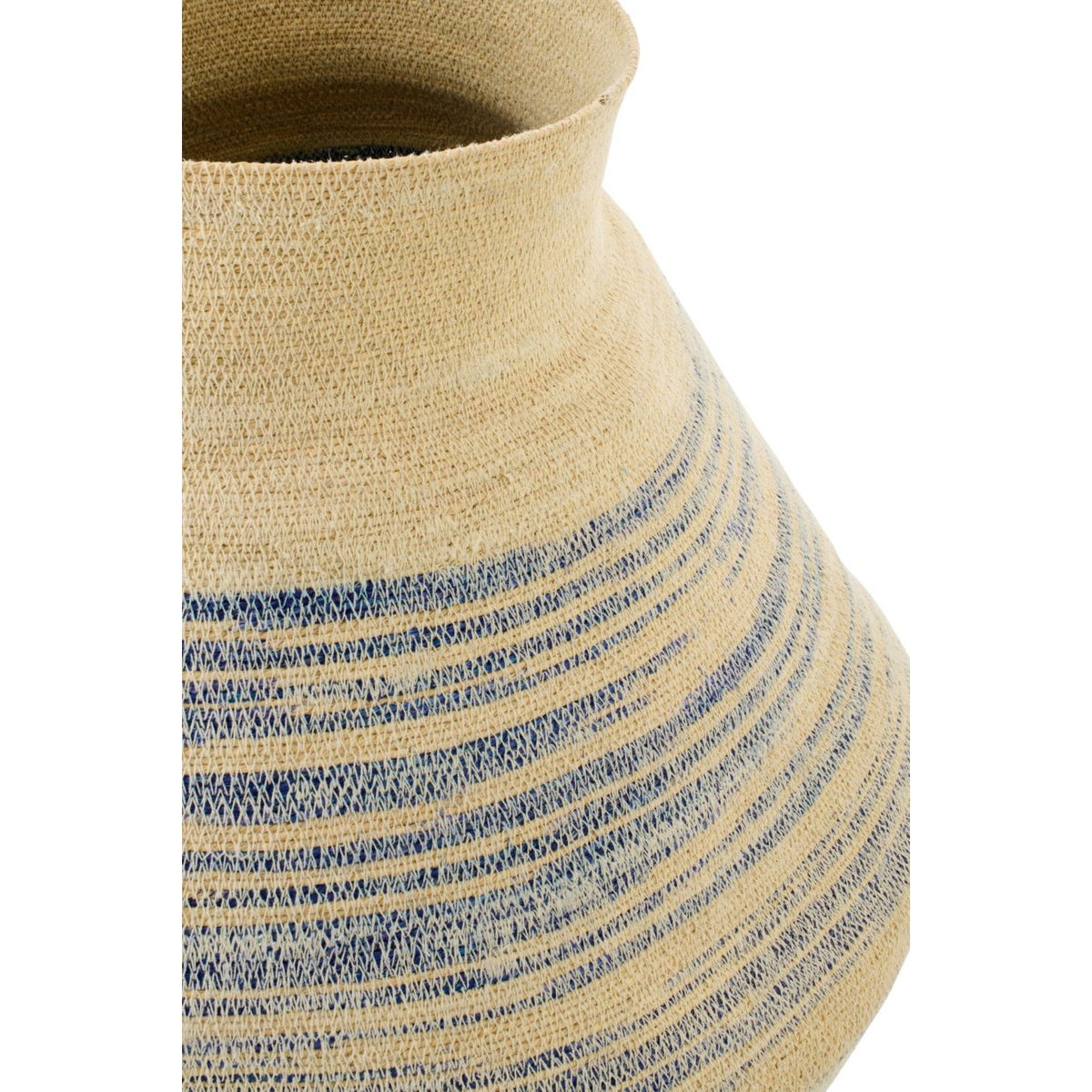 Cesta de hierba marina a rayas natural/azul grande J-Line