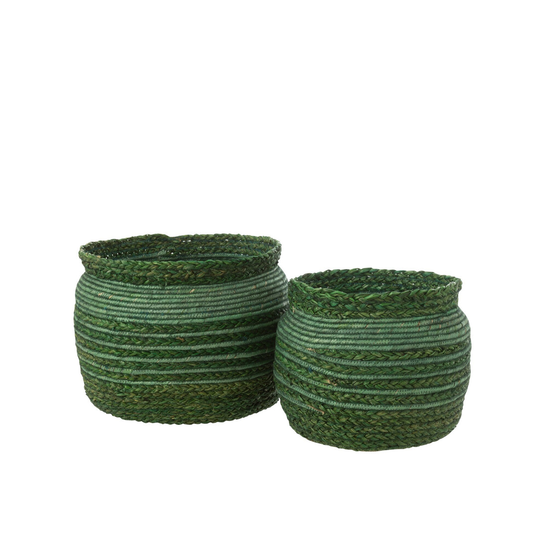 Cesta Trenzada Borde Hierba Marina Verde Set de 2 J-Line