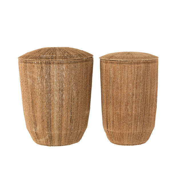 Manden Dantya Lang Jute Naturel Set van 2 - Mand - J-Line - livinglovely.nl