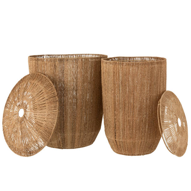 Manden Dantya Lang Jute Naturel Set van 2 - Mand - J-Line - livinglovely.nl