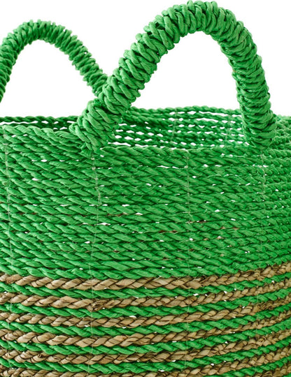 Cestas de Rafia a Rayas Verde/Natural Set de 3 J-Line
