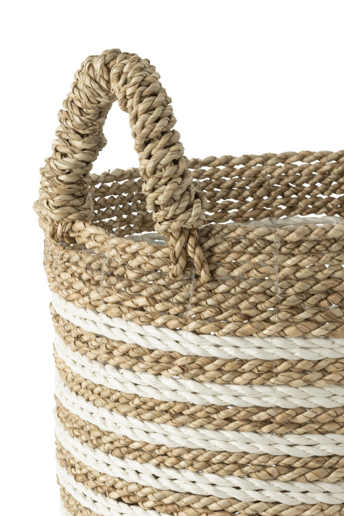 Cestas de Rafia a Rayas Blanco/Natural Set de 3 J-Line
