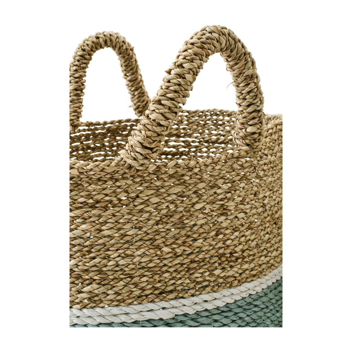 Cestas de Hierba Marina a Rayas Natural/Turquesa Set de 3 J-Line