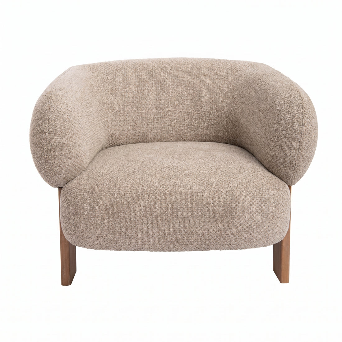 Nomy Fauteuil Opulence Taupe Rubberhout van PTMD, taupe fauteuil met opulence stof en rubberhouten poten