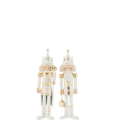 Notenkraker Goud/Wit 36.5cm Set van 2 J-Line - Kerstdecoratie - J-Line - livinglovely.nl