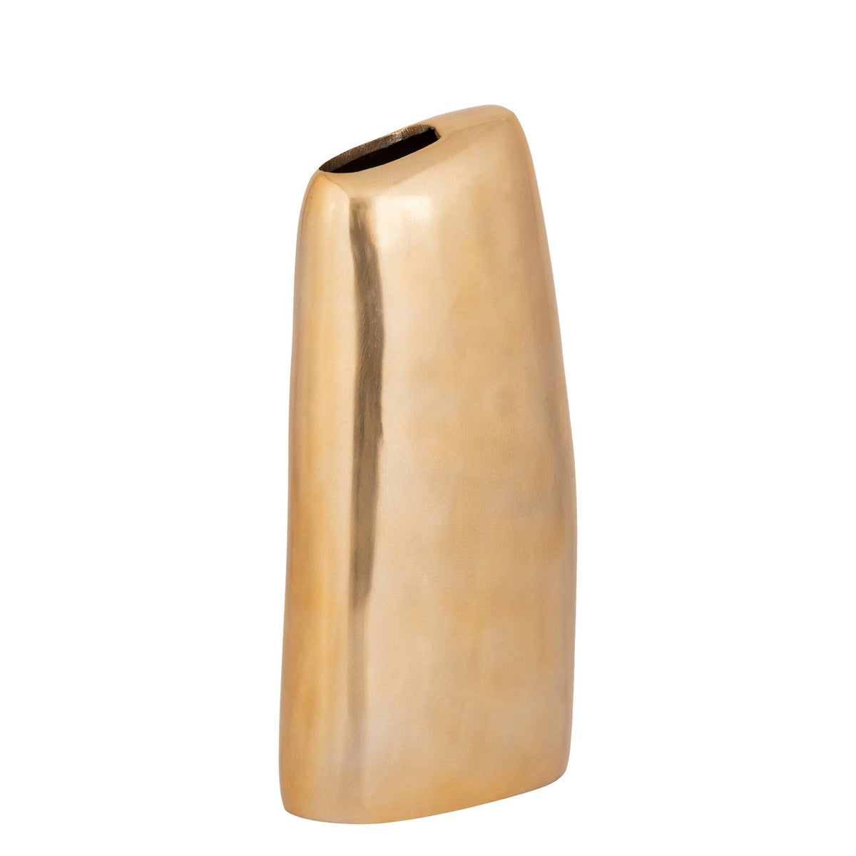 Nylah Pot Hoog Gegoten Aluminium Goud Large van PTMD, derde aanzicht van de smalle rechthoekige pot