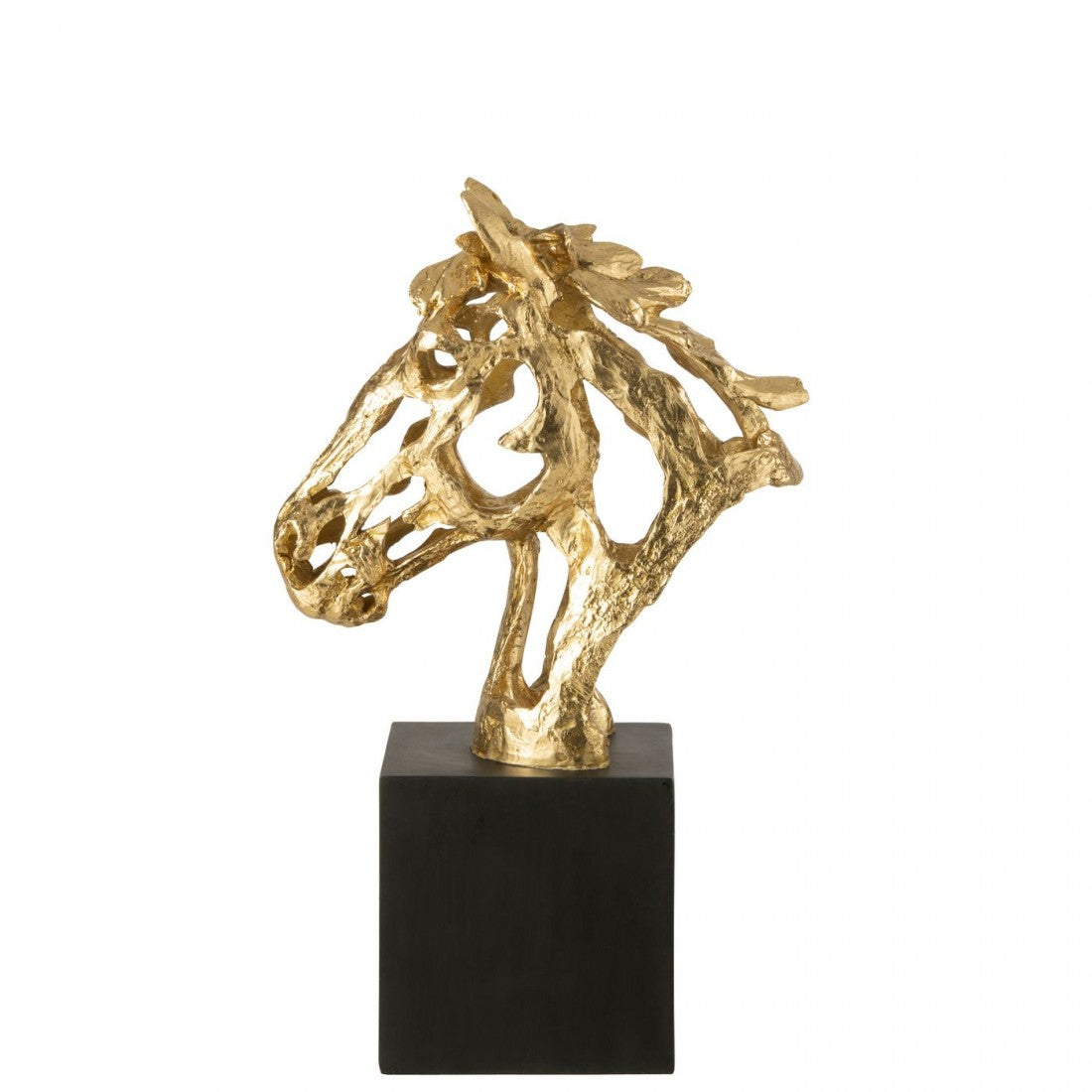 Caballo de pie de polirresina color dorado/negro, grande, J-Line