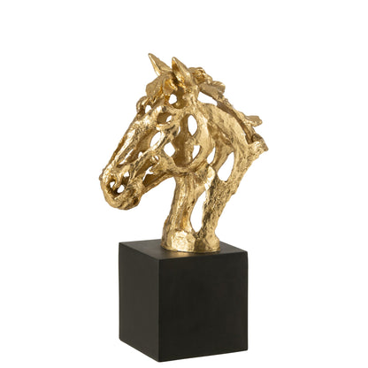 Caballo de pie de polirresina color dorado/negro, grande, J-Line