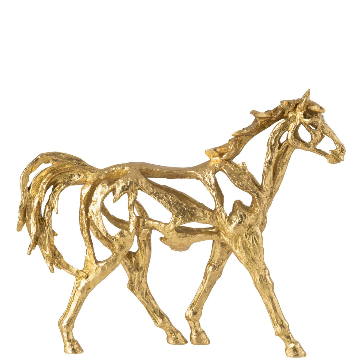 Caballo Corriendo Polirresina Color Dorado Pequeño J-Line