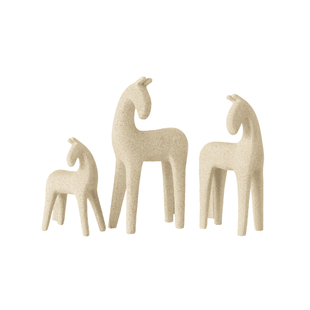 Paarden Modern Resine Beige Set van 3 - Beeld - J-Line - livinglovely.nl