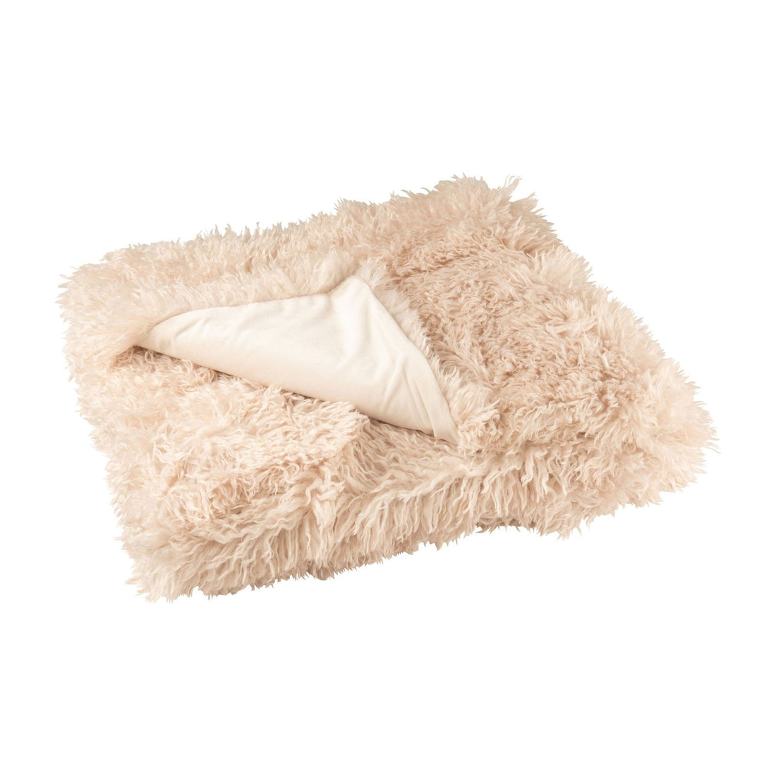 Manta Moutie de poliéster beige 130x180 cm J-Line