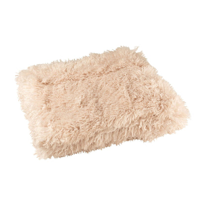 Manta Moutie de poliéster beige 130x180 cm J-Line