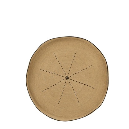Plateau Muurdecoratie Ster Stippellijnen Zeegras Naturel/Zwart - Wanddecoratie - J-Line - livinglovely.nl