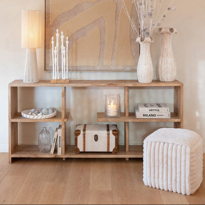 Puf Acanalado MDF Blanco J-Line