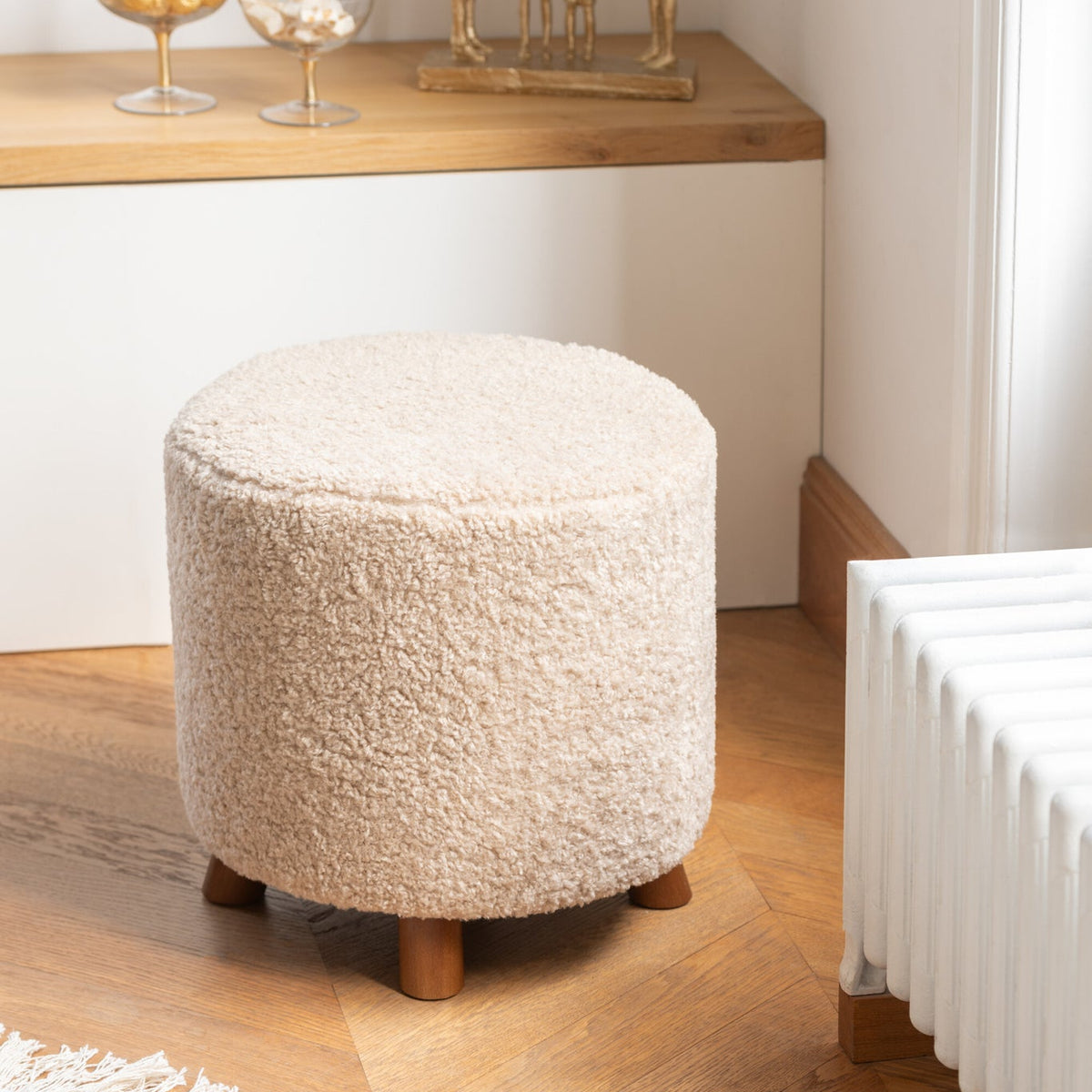 Puf Pata de Oveja Poliéster Beige J-Line