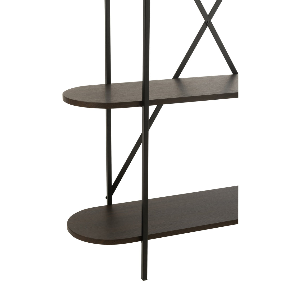 Estante ovalado de MDF/metal marrón oscuro