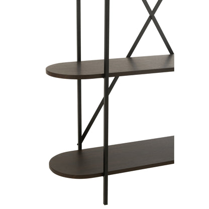 Estante ovalado de MDF/metal marrón oscuro