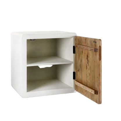 Rek Verona met Deur Kalkpleister Gebroken Wit van Pomax, tweede aanzicht dat de vorm en de kalkpleister toont