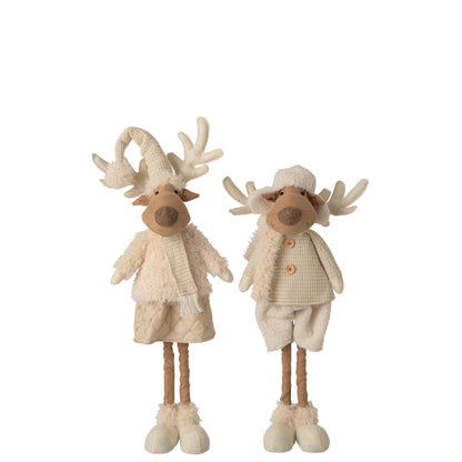 Rendier Deco Poliéster Beige H82cm Set de 2 J-Line