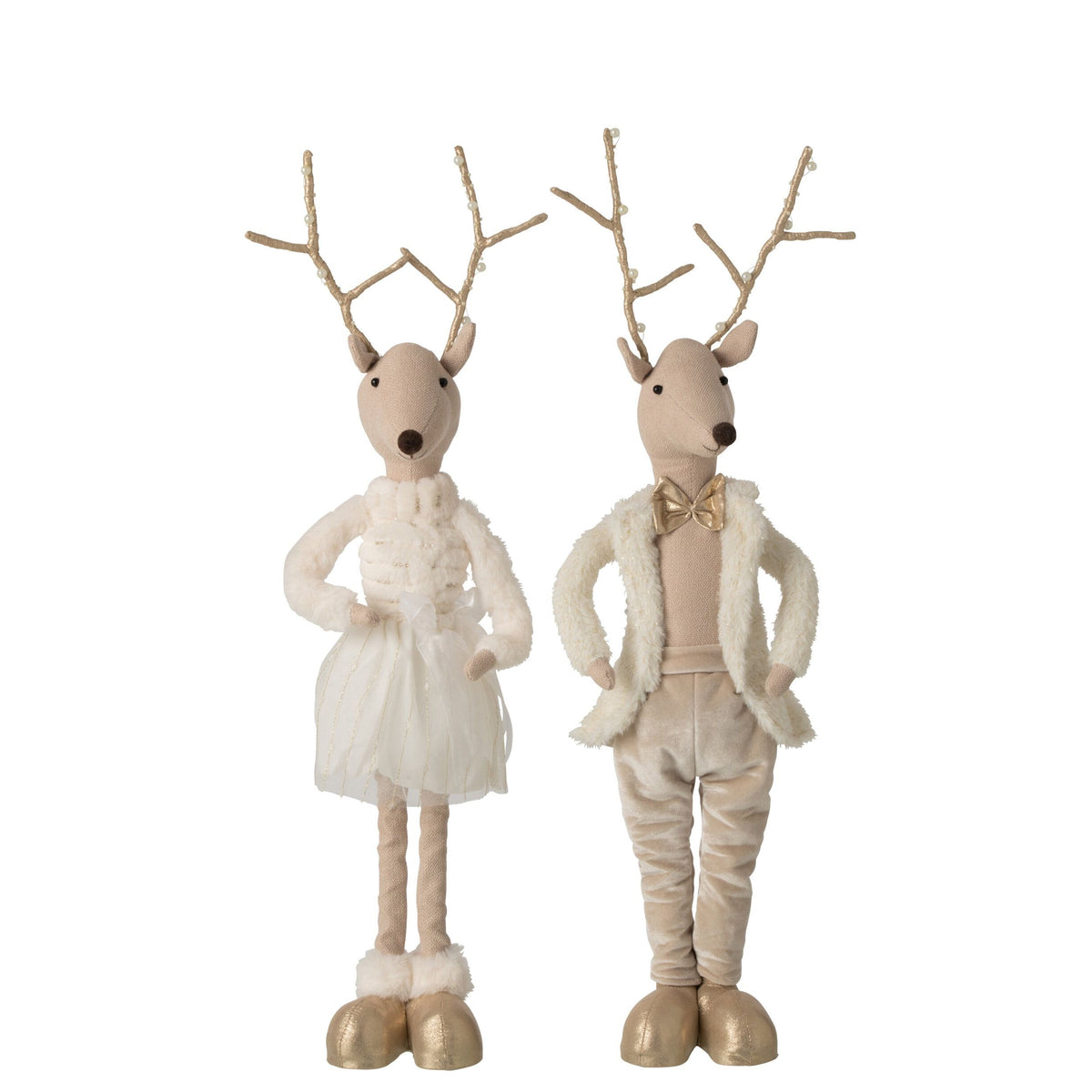 Rendier Deco Poliéster Dorado/Beige H66cm Set de 2 J-Line