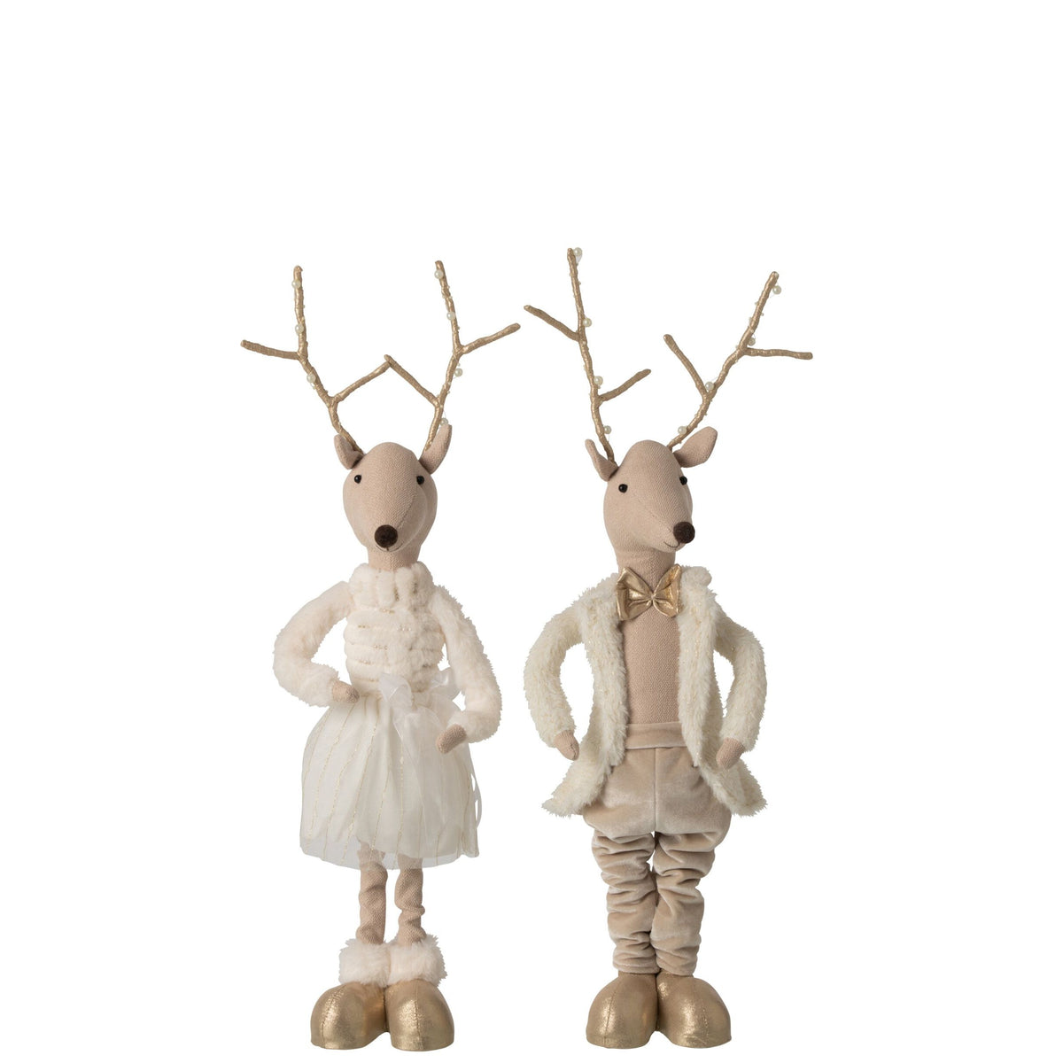 Rendier Deco Poliéster Dorado/Beige H66cm Set de 2 J-Line