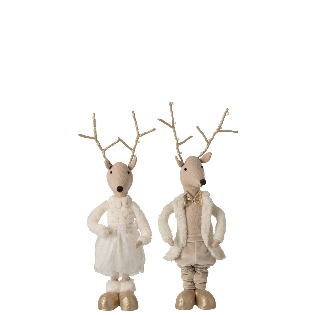 Rendier Deco Poliéster Dorado/Beige H66cm Set de 2 J-Line