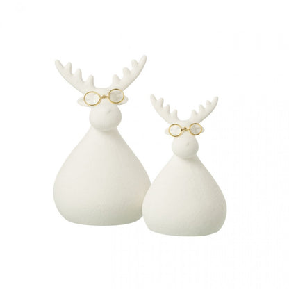 Gafas de reno de porcelana blanca/dorada, set de 3, J-Line
