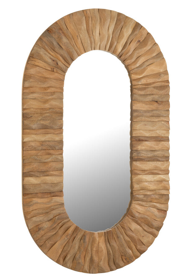 Espejo de pared Curve Ovalado Madera Natural 152x6x92cm J-Line